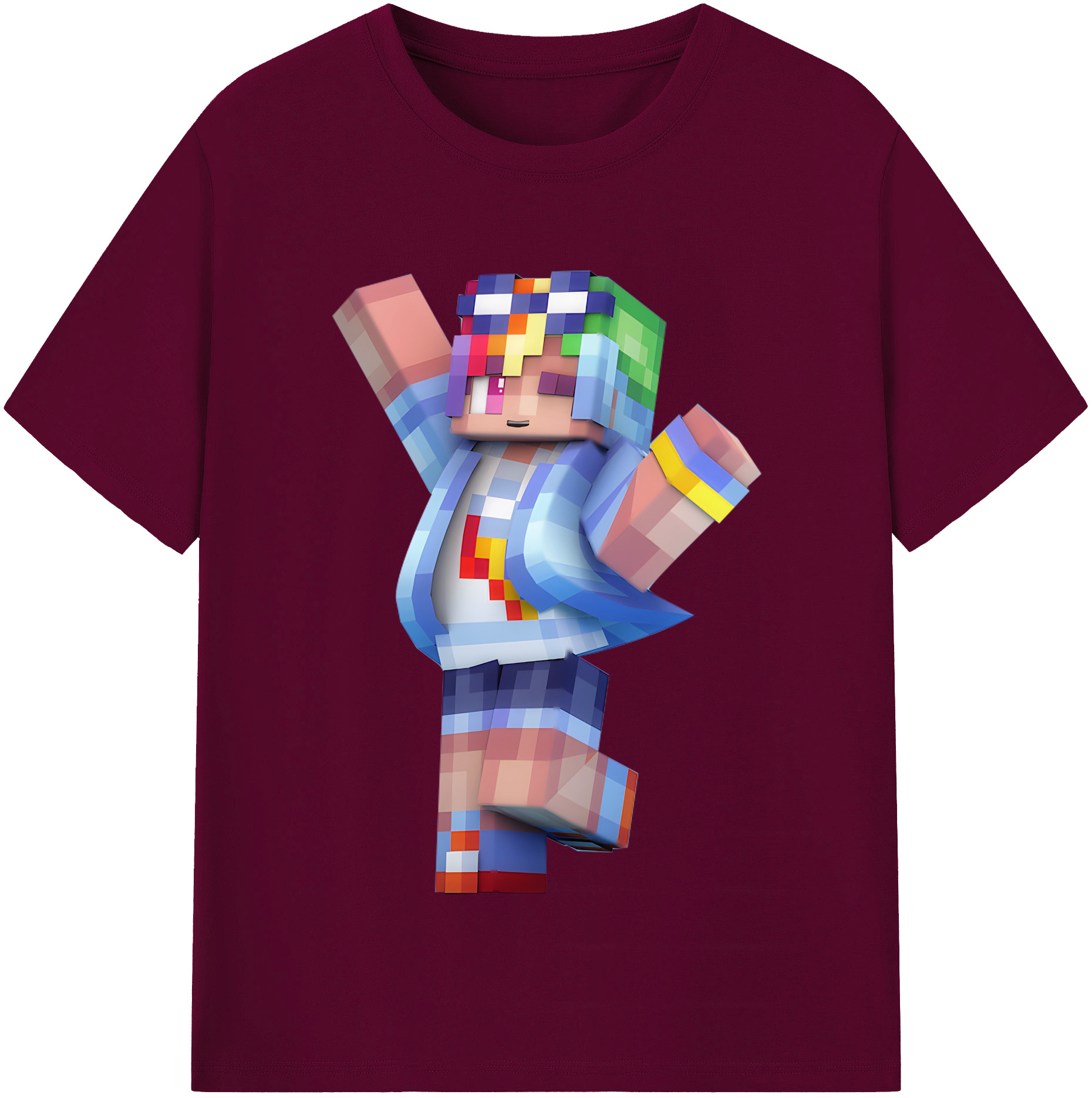 （画像用） マインクラフト ブロックの世界 Minecraft MC Block world レディースカジュアルプリントTシャツ（綿100％）